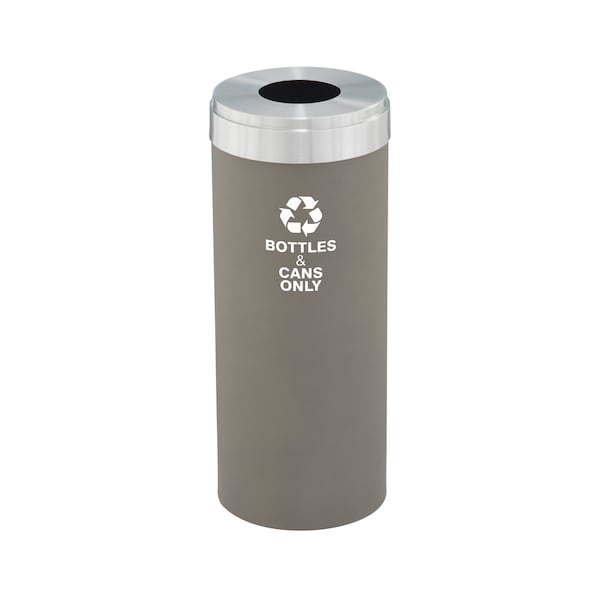 15 gal Round Recycling Bin, Nickel/Satin Aluminum