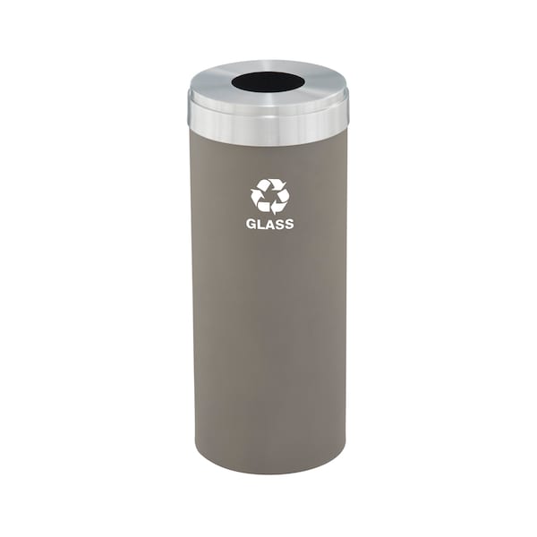 15 gal Round Recycling Bin, Nickel/Satin Aluminum