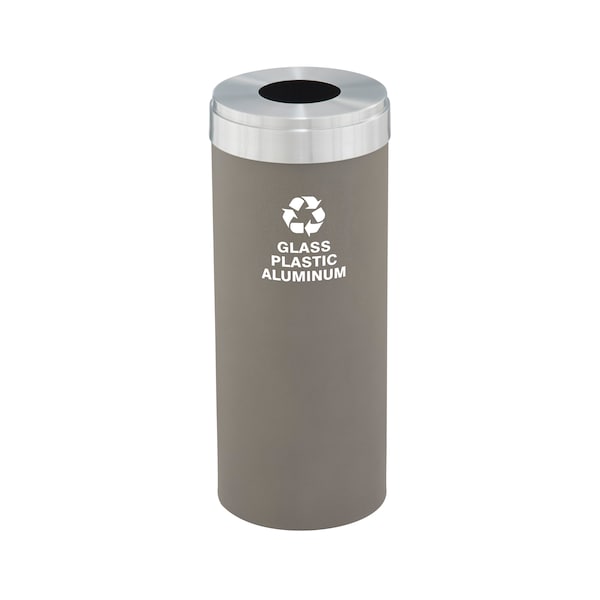 15 gal Round Recycling Bin, Nickel/Satin Aluminum