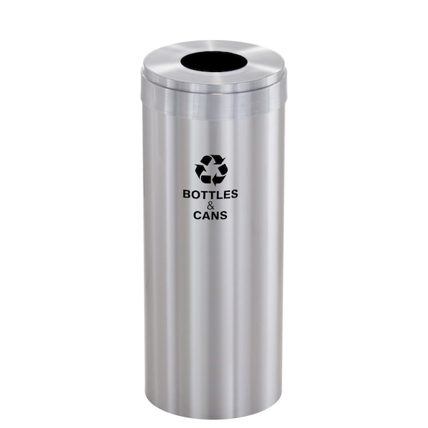 15 gal Round Recycling Bin, Satin Aluminum