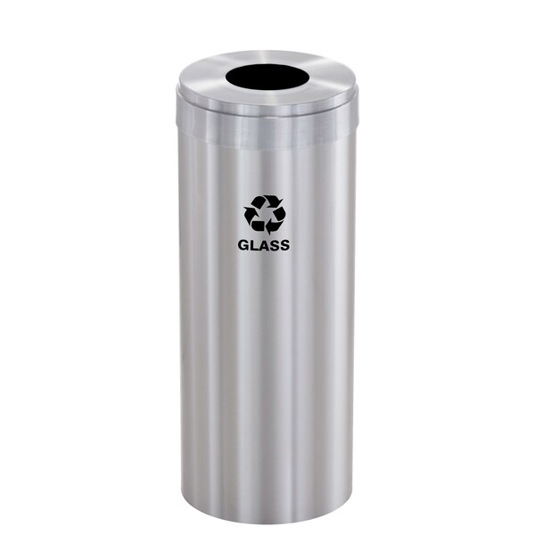 15 gal Round Recycling Bin, Satin Aluminum