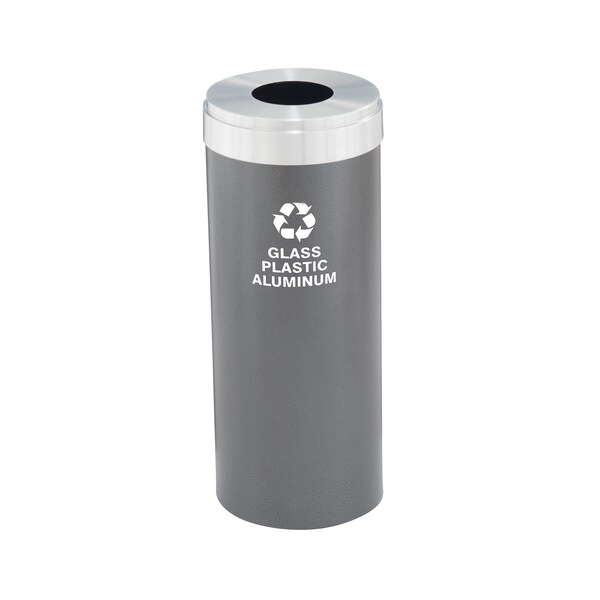 15 gal Round Recycling Bin, Silver Vein/Satin Aluminum