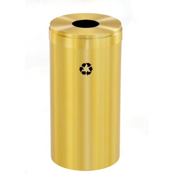 16 gal Round Recycling Bin, Satin Brass