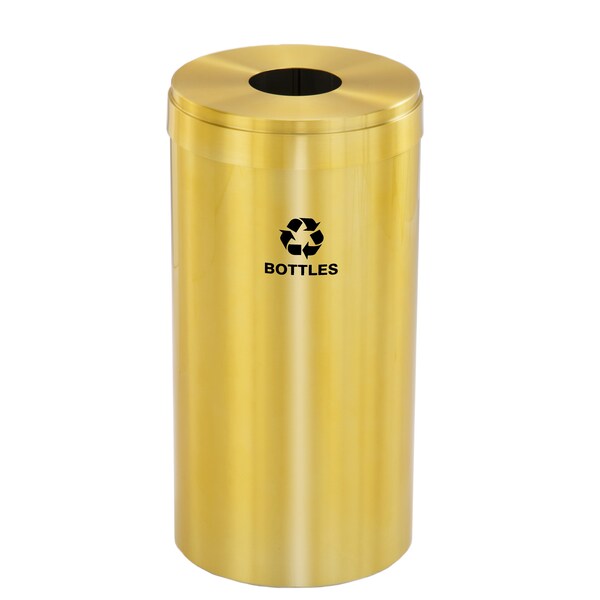 16 gal Round Recycling Bin, Satin Brass