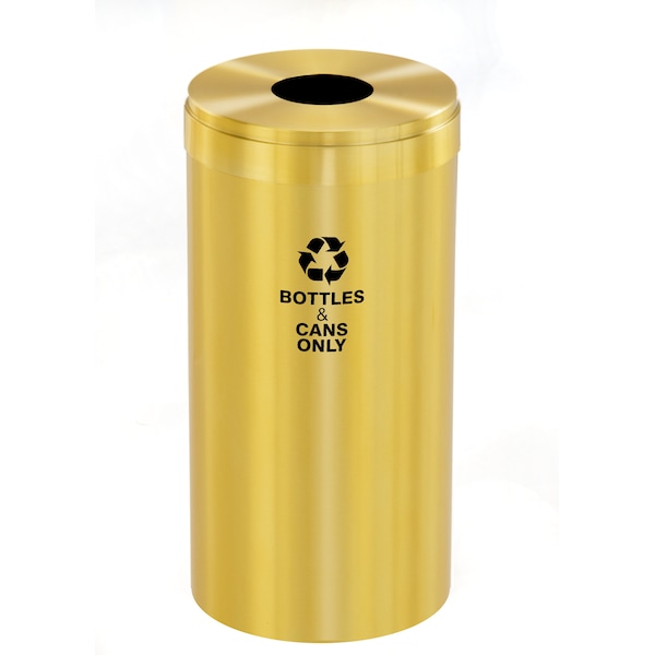 16 gal Round Recycling Bin, Satin Brass