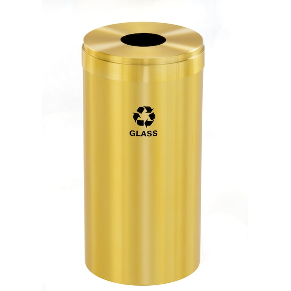 16 gal Round Recycling Bin, Satin Brass