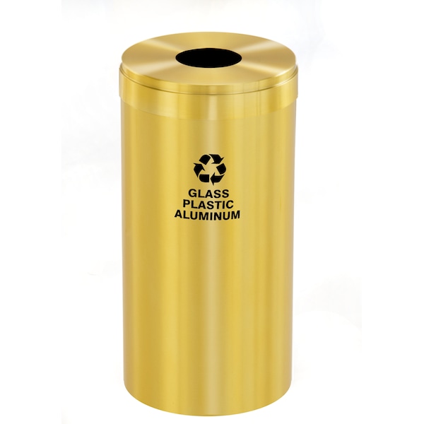 16 gal Round Recycling Bin, Satin Brass