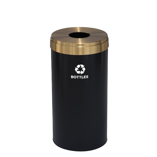 16 gal Round Recycling Bin, Satin Black/Satin Brass