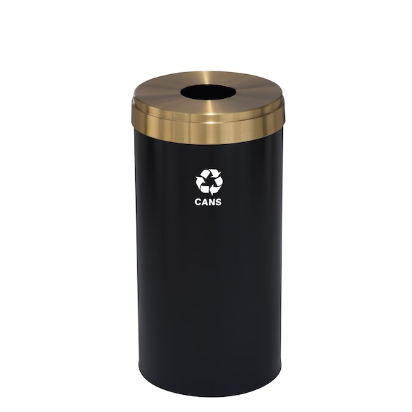 16 gal Round Recycling Bin, Satin Black/Satin Brass