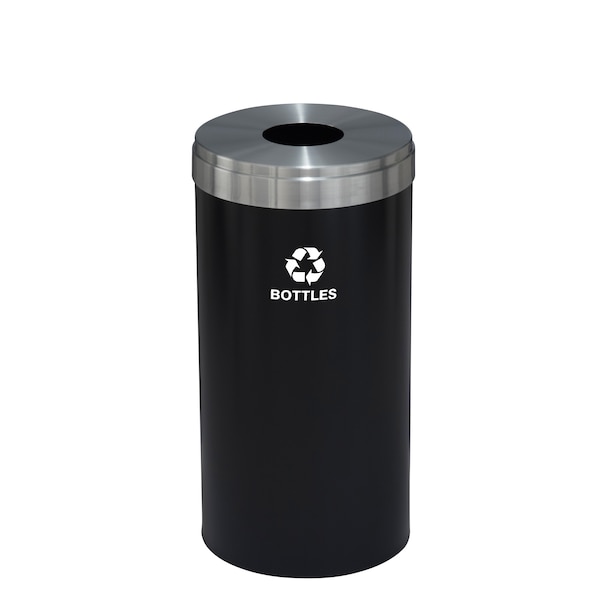 16 gal Round Recycling Bin, Satin Black/Satin Aluminum