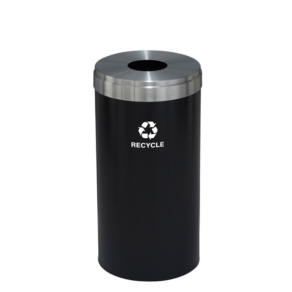 16 gal Round Recycling Bin, Satin Black/Satin Aluminum