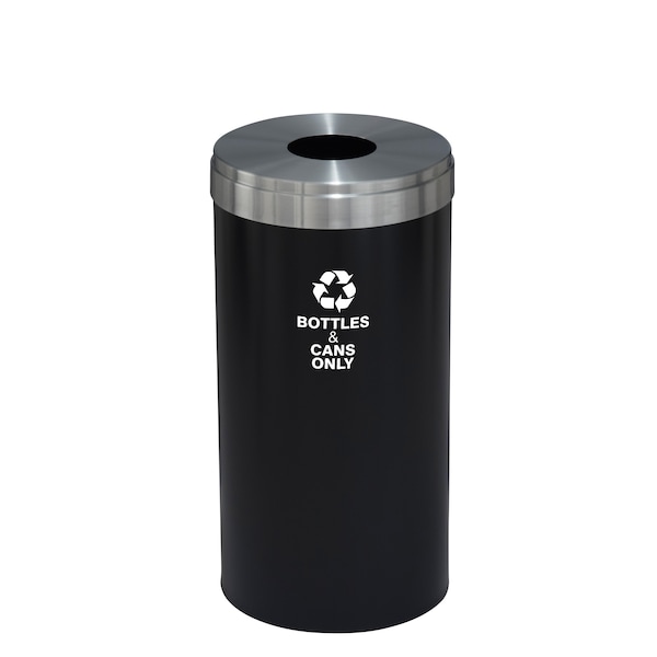 16 gal Round Recycling Bin, Satin Black/Satin Aluminum