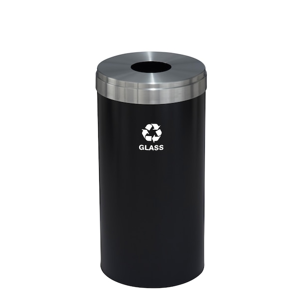 16 gal Round Recycling Bin, Satin Black/Satin Aluminum