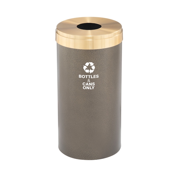 16 gal Round Recycling Bin, Bronze Vein/Satin Brass