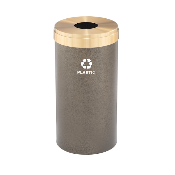 16 gal Round Recycling Bin, Bronze Vein/Satin Brass