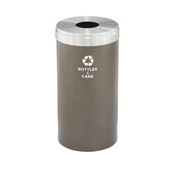 16 gal Round Recycling Bin, Bronze Vein/Satin Aluminum