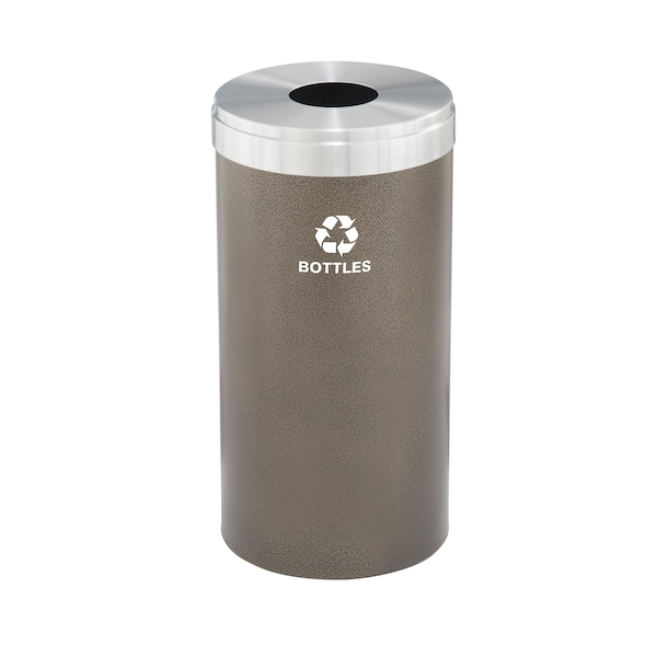 16 gal Round Recycling Bin, Bronze Vein/Satin Aluminum