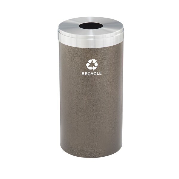 16 gal Round Recycling Bin, Bronze Vein/Satin Aluminum