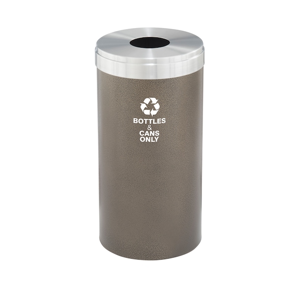 16 gal Round Recycling Bin, Bronze Vein/Satin Aluminum