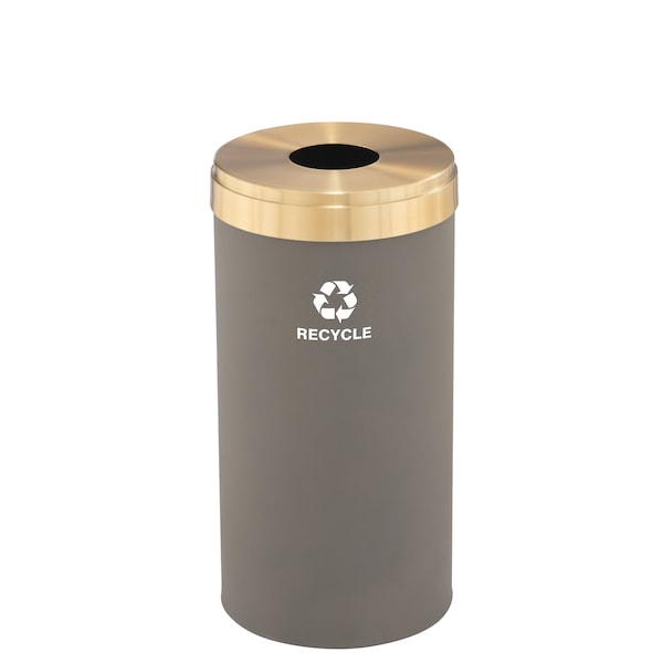 16 gal Round Recycling Bin, Nickel/Satin Brass