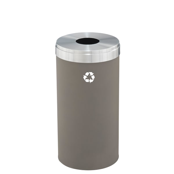 16 gal Round Recycling Bin, Nickel/Satin Aluminum
