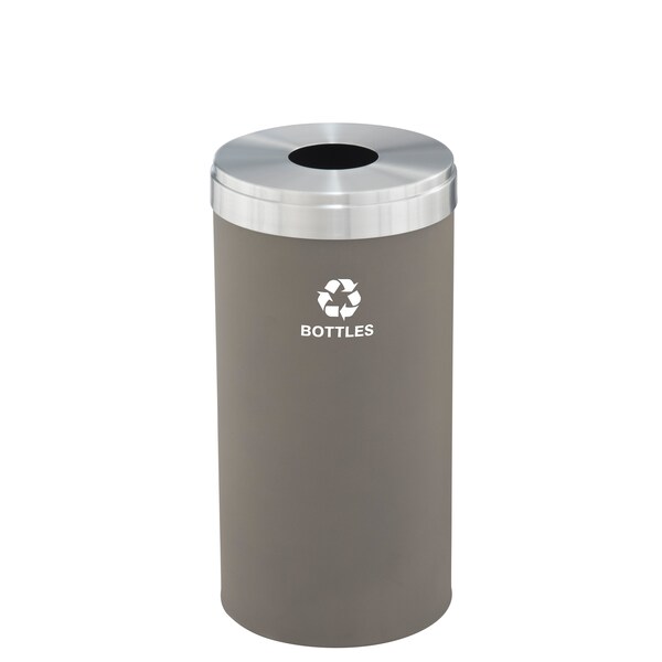 16 gal Round Recycling Bin, Nickel/Satin Aluminum