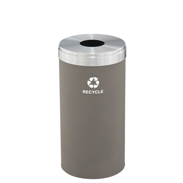 16 gal Round Recycling Bin, Nickel/Satin Aluminum