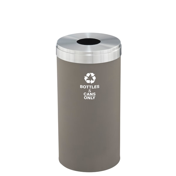 16 gal Round Recycling Bin, Nickel/Satin Aluminum