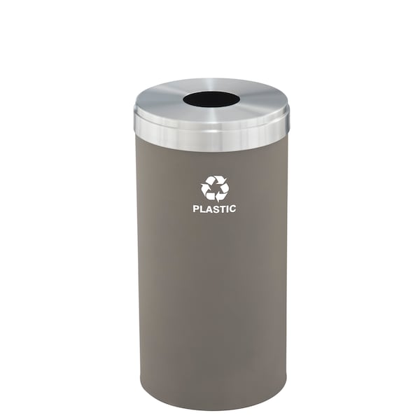 16 gal Round Recycling Bin, Nickel/Satin Aluminum