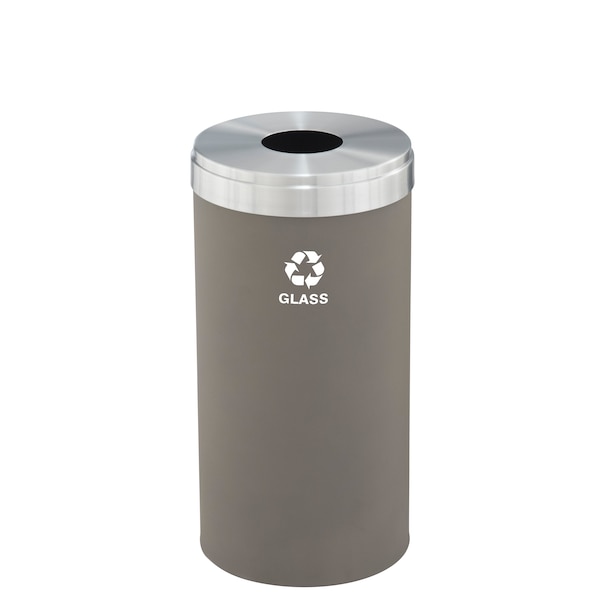 16 gal Round Recycling Bin, Nickel/Satin Aluminum