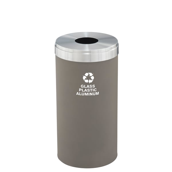 16 gal Round Recycling Bin, Nickel/Satin Aluminum