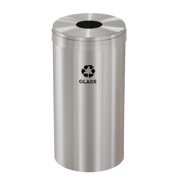 16 gal Round Recycling Bin, Satin Aluminum
