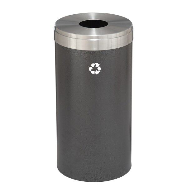 16 gal Round Recycling Bin, Silver Vein/Satin Aluminum