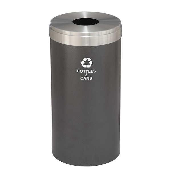 16 gal Round Recycling Bin, Silver Vein/Satin Aluminum