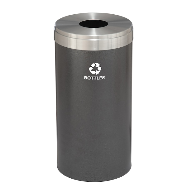 16 gal Round Recycling Bin, Silver Vein/Satin Aluminum