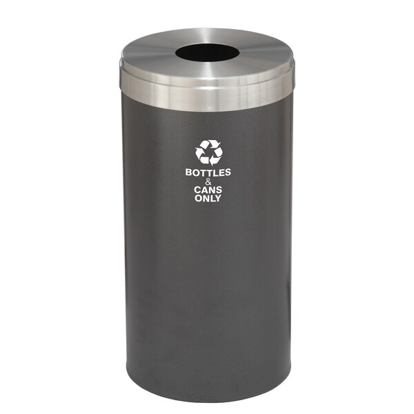 16 gal Round Recycling Bin, Silver Vein/Satin Aluminum