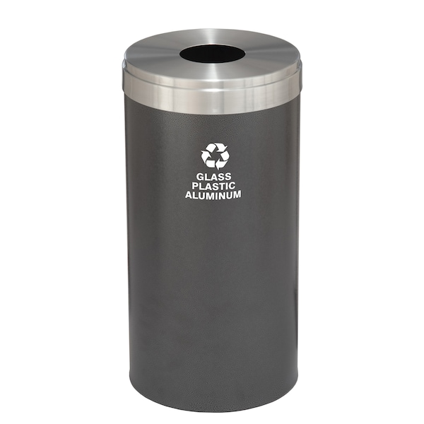 16 gal Round Recycling Bin, Silver Vein/Satin Aluminum