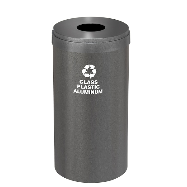 16 gal Round Recycling Bin, Silver Vein
