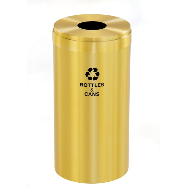 23 gal Round Recycling Bin, Satin Brass
