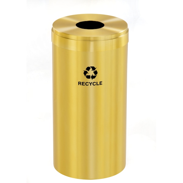 23 gal Round Recycling Bin, Satin Brass