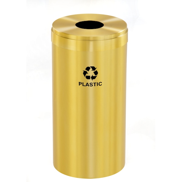 23 gal Round Recycling Bin, Satin Brass