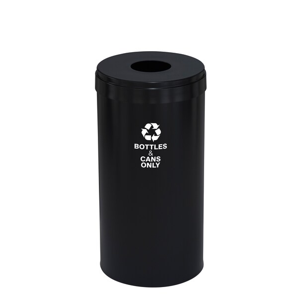 23 gal Round Recycling Bin, Satin Black