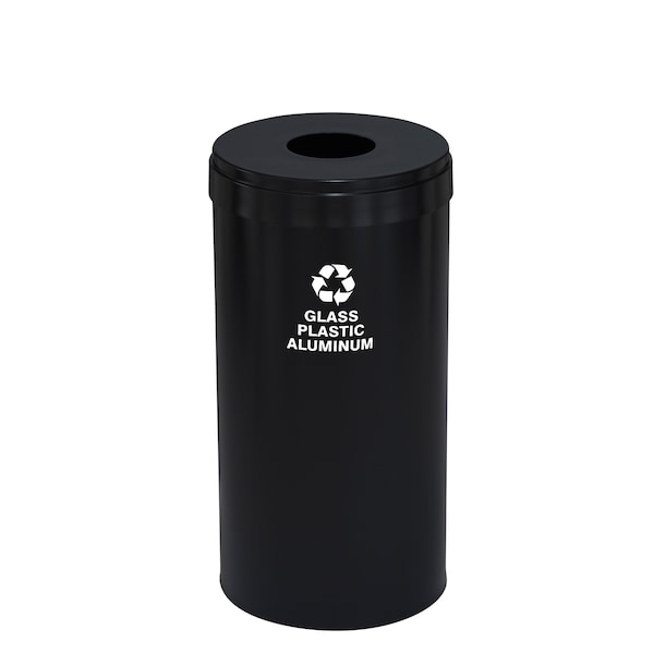 23 gal Round Recycling Bin, Satin Black