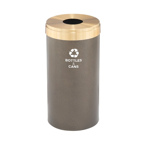 23 gal Round Recycling Bin, Bronze Vein/Satin Brass