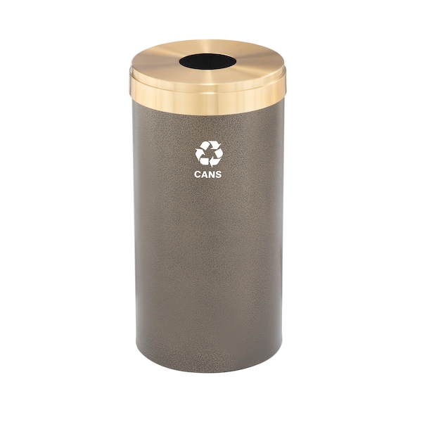 23 gal Round Recycling Bin, Bronze Vein/Satin Brass