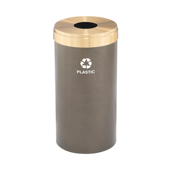 23 gal Round Recycling Bin, Bronze Vein/Satin Brass