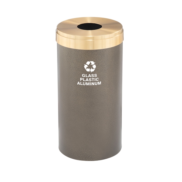 23 gal Round Recycling Bin, Bronze Vein/Satin Brass