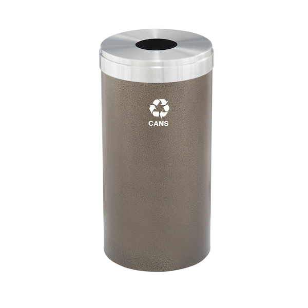 23 gal Round Recycling Bin, Bronze Vein/Satin Aluminum