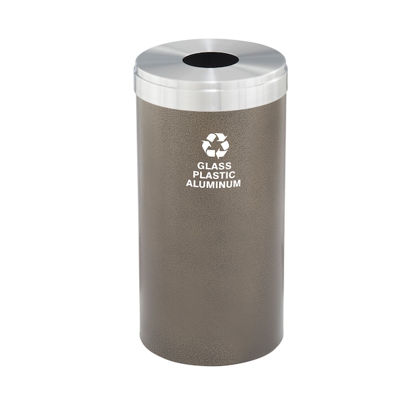 23 gal Round Recycling Bin, Bronze Vein/Satin Aluminum