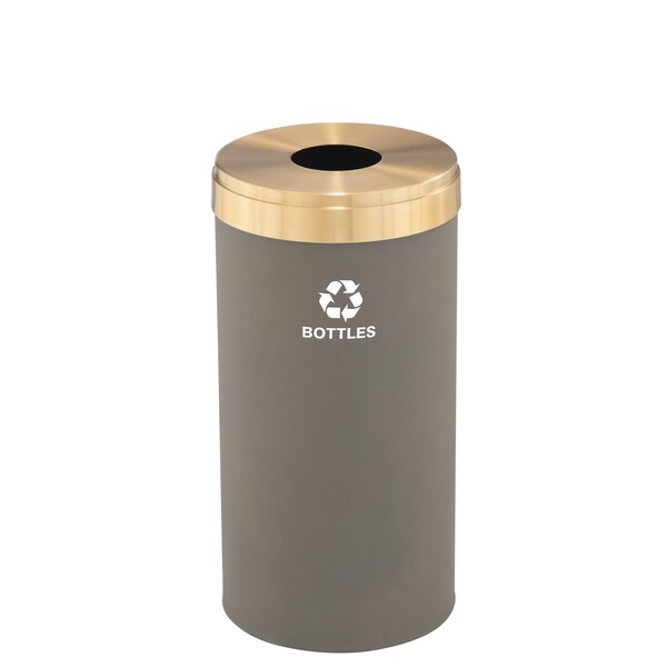 23 gal Round Recycling Bin, Nickel/Satin Brass